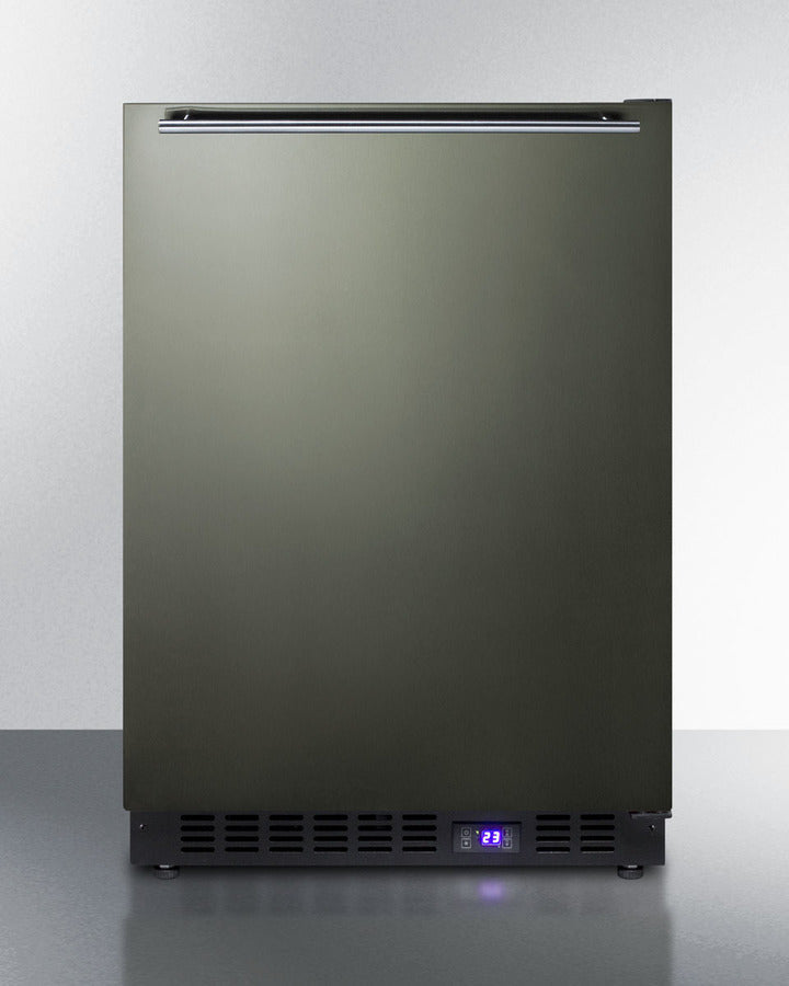 Summit 24" Wide Built-In All-Freezer with Horizontal Handle and Icemaker in Black Stainless Steel - SCFF53BXKSHHIM