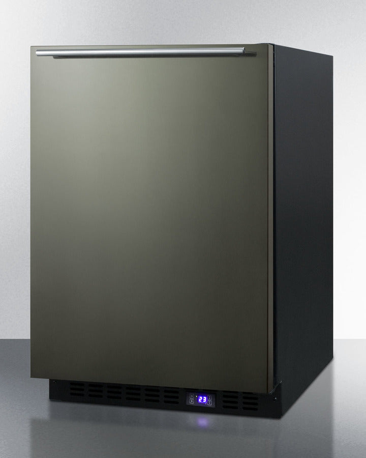 Summit 24" Wide Built-In All-Freezer with Horizontal Handle and Icemaker in Black Stainless Steel - SCFF53BXKSHHIM