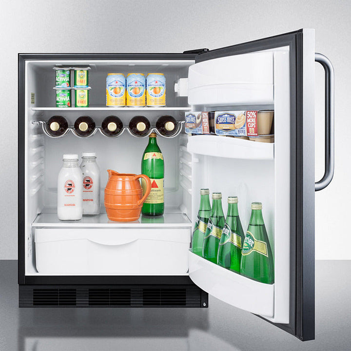 Summit 24" Wide Built-In All-Refrigerator With Towel Bar Handle - FF63BKBISSTB