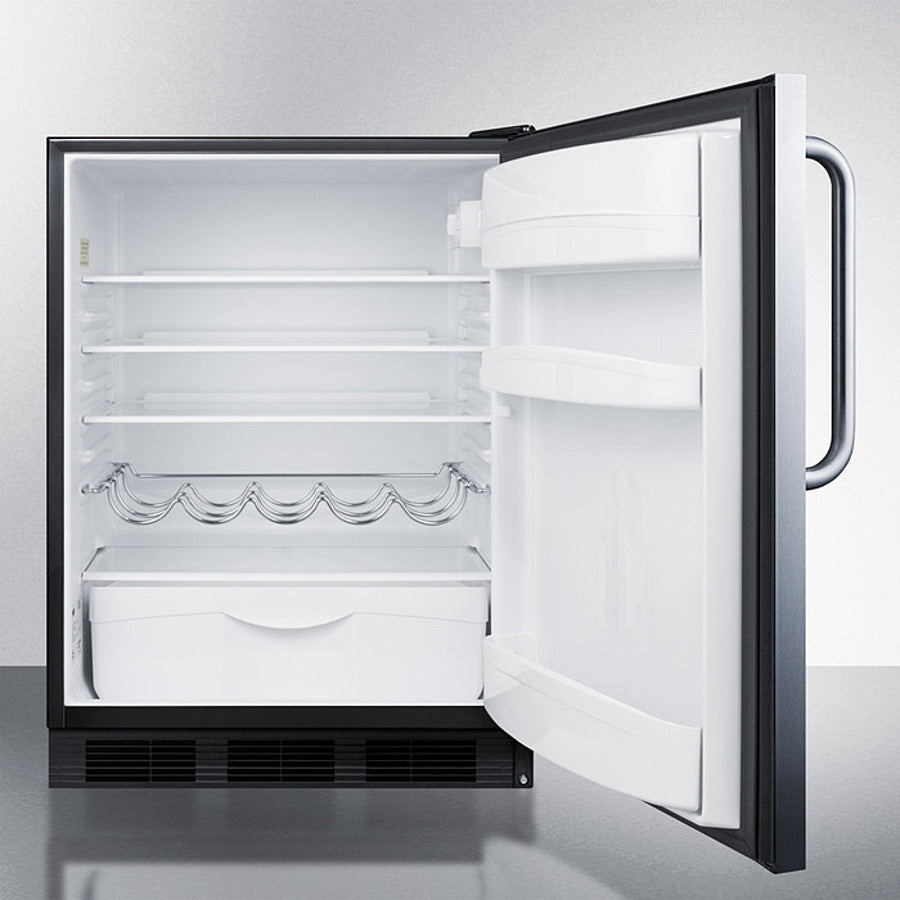 Summit 24" Wide Built-In All-Refrigerator With Towel Bar Handle - FF63BKBISSTB