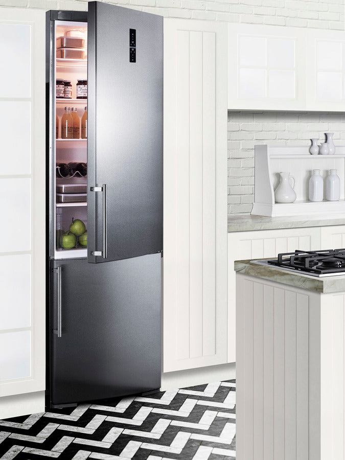 Summit 24" Wide Built-In Bottom Freezer Refrigerator With Icemaker - FFBF249SSBIIM