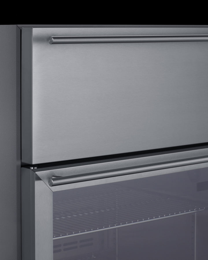 Summit 24" Wide Built-In Commercial Beverage Refrigerator With Top Drawer in Stainless Steel - SCR615TDCSS