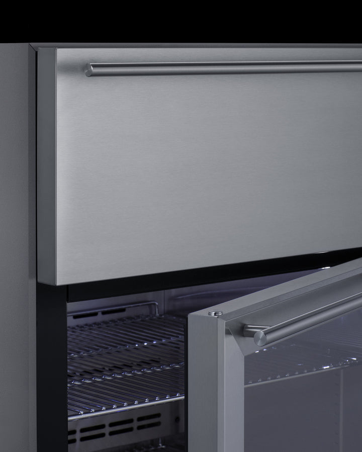 Summit 24" Wide Built-In Commercial Beverage Refrigerator With Top Drawer in Stainless Steel - SCR615TDCSS