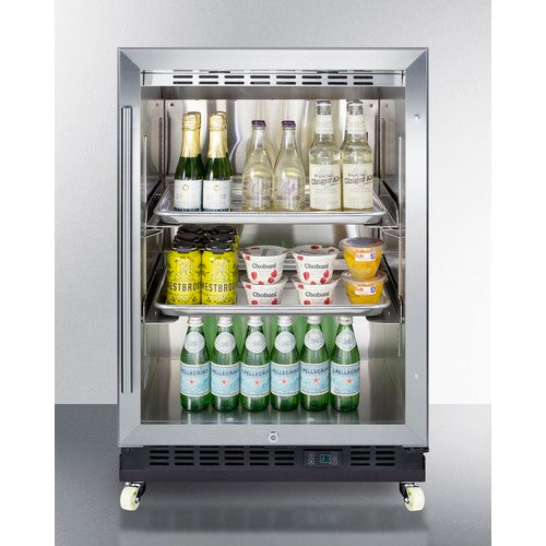 Summit 24" Wide Built-In Mini Reach-In Beverage Center with Dolly - SCR610BLRI