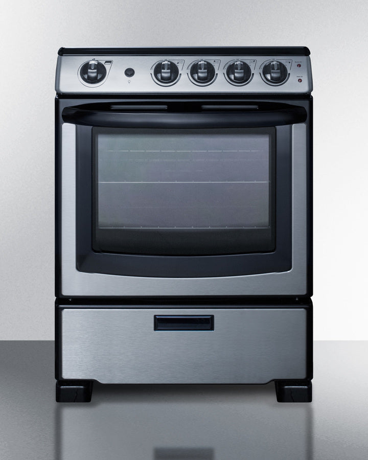 Summit 24" Wide Electric Smooth-Top Range in Stainless Steel - REX2451SSRT