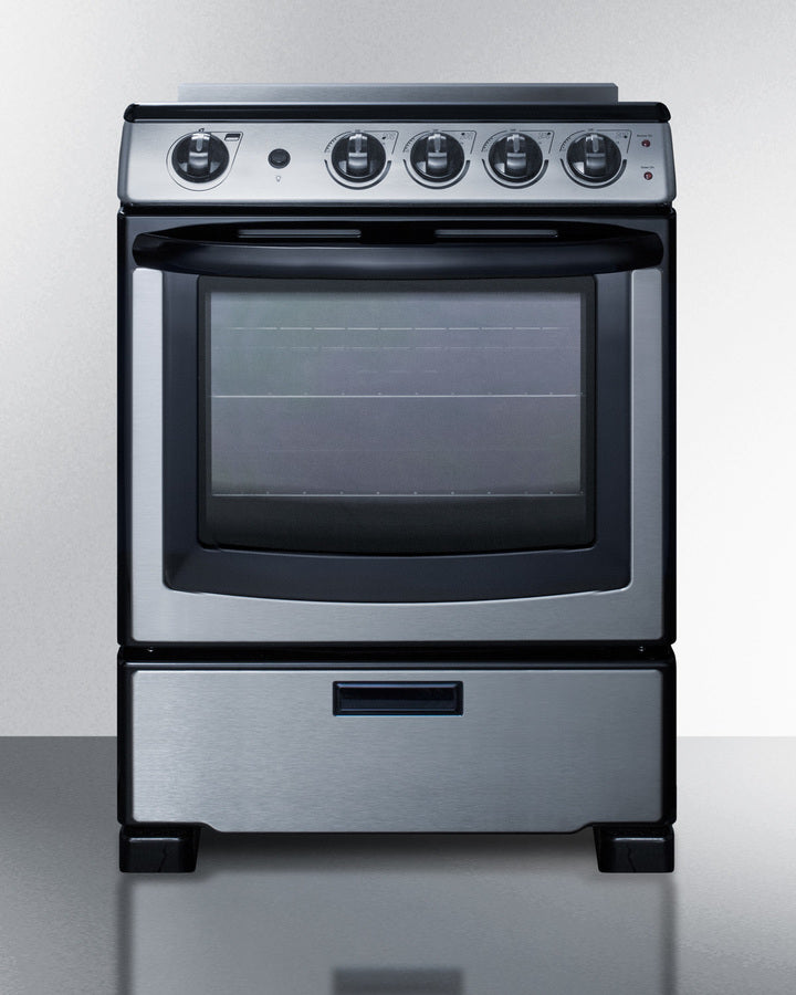 Summit 24" Wide Electric Smooth-Top Range in Stainless Steel - REX2451SSRT