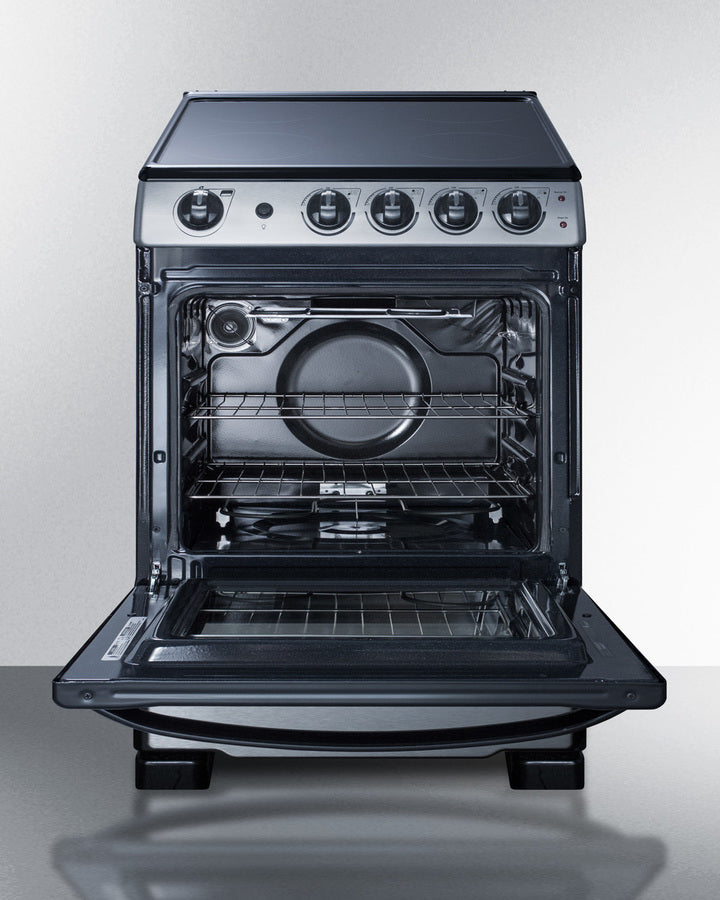 Summit 24" Wide Electric Smooth-Top Range in Stainless Steel - REX2451SSRT