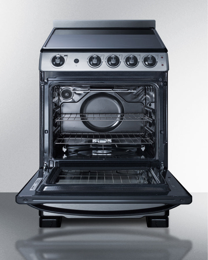 Summit 24" Wide Electric Smooth-Top Range in Stainless Steel - REX2451SSRT