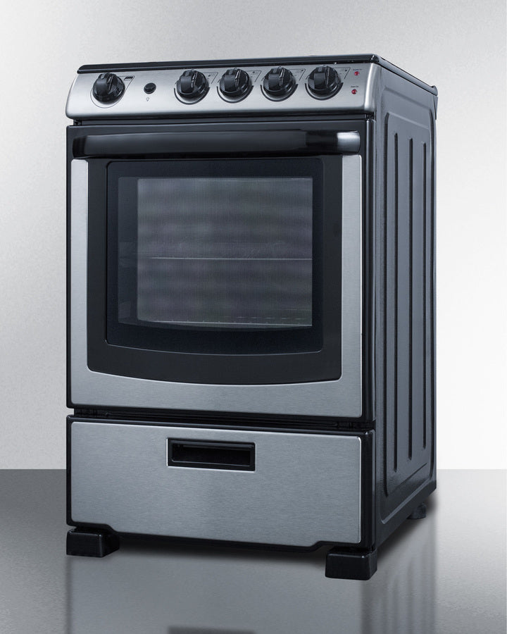 Summit 24" Wide Electric Smooth-Top Range in Stainless Steel - REX2451SSRT