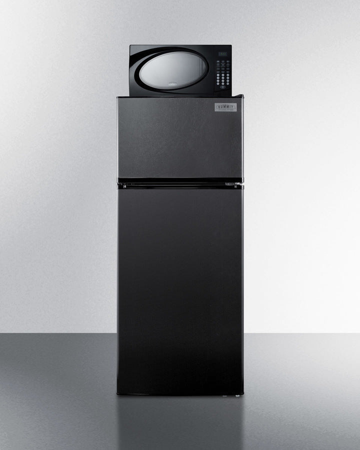 Summit 24" Wide Frost-Free Refrigerator-Freezer-Microwave Combination Unit in Black Finish - MRF1119B