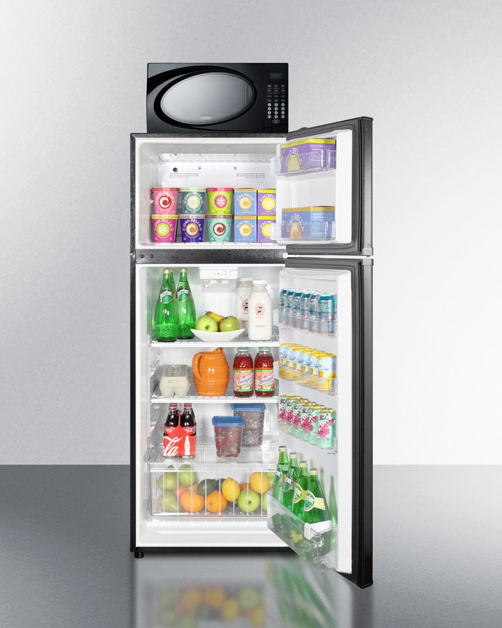 Summit 24" Wide Frost-Free Refrigerator-Freezer-Microwave Combination Unit in Black Finish - MRF1119B