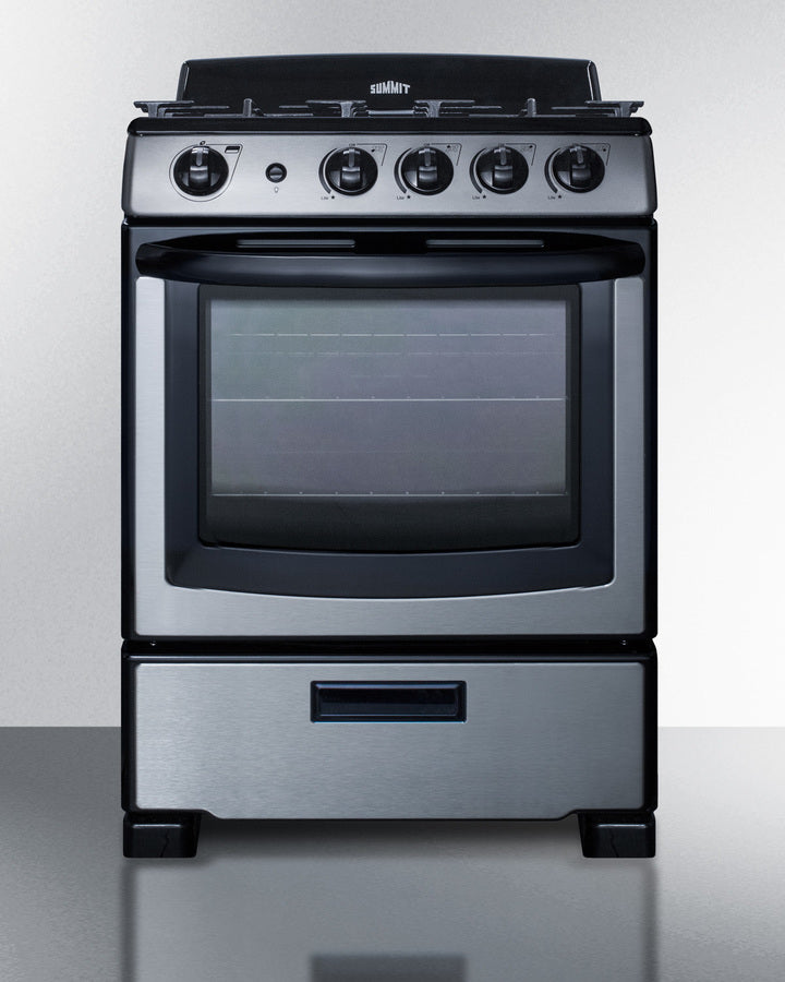 Summit 24" Wide Gas Range in Stainless Steel with Electronic Ignition - PRO247SS