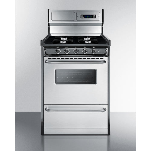 Summit 24" Wide Gas Range, Open Burners - TNM6307BKW