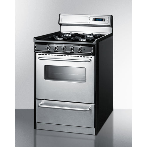 Summit 24" Wide Gas Range, Open Burners - TNM6307BKW