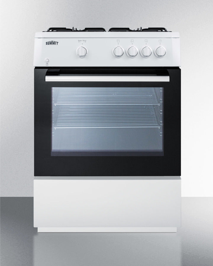 Summit 24" Wide Gas Range with White Cabinet - PRO241G