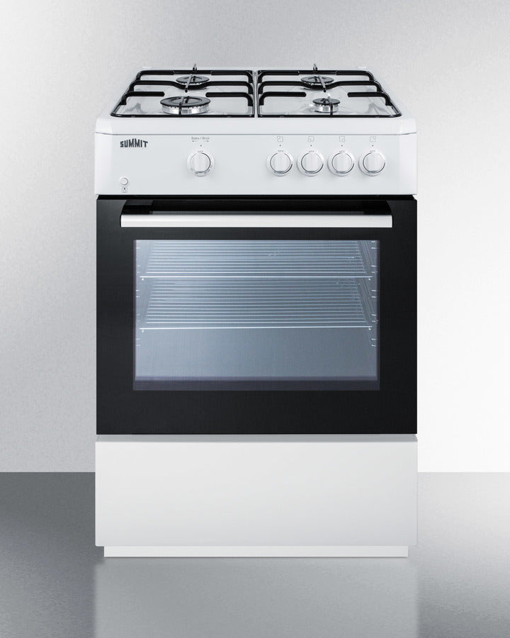 Summit 24" Wide Gas Range with White Cabinet - PRO241G