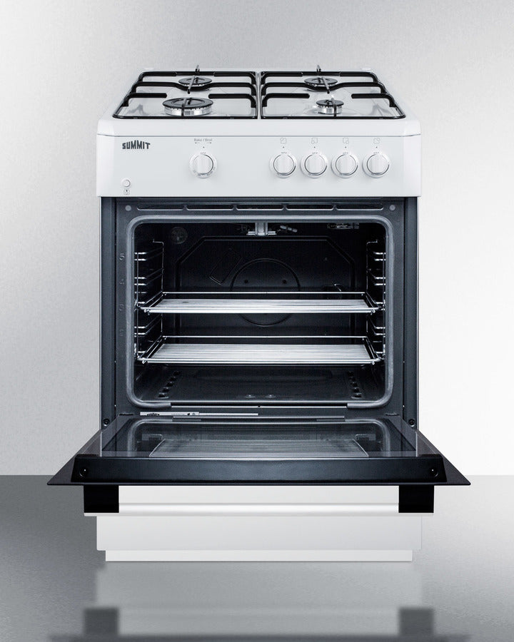 Summit 24" Wide Gas Range with White Cabinet - PRO241G