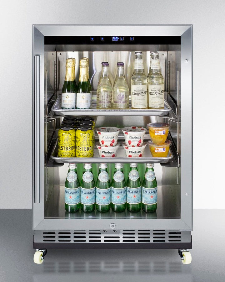 Summit 24" Wide Outdoor Mini Reach-In Beverage Center with Dolly - SCR611GLOSRI