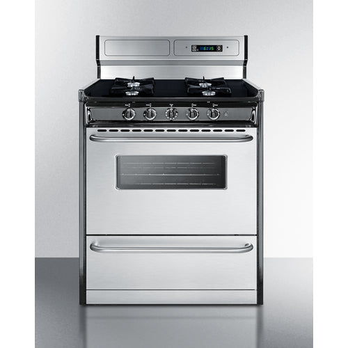 Summit 30" Wide Gas Range, Open Burners - TNM2307BKW