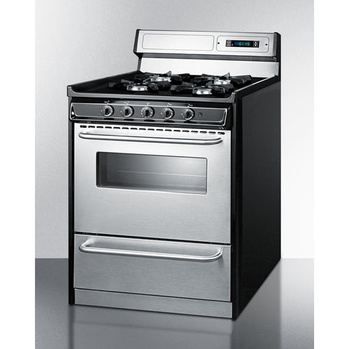 Summit 30" Wide Gas Range, Open Burners - TNM2307BKW