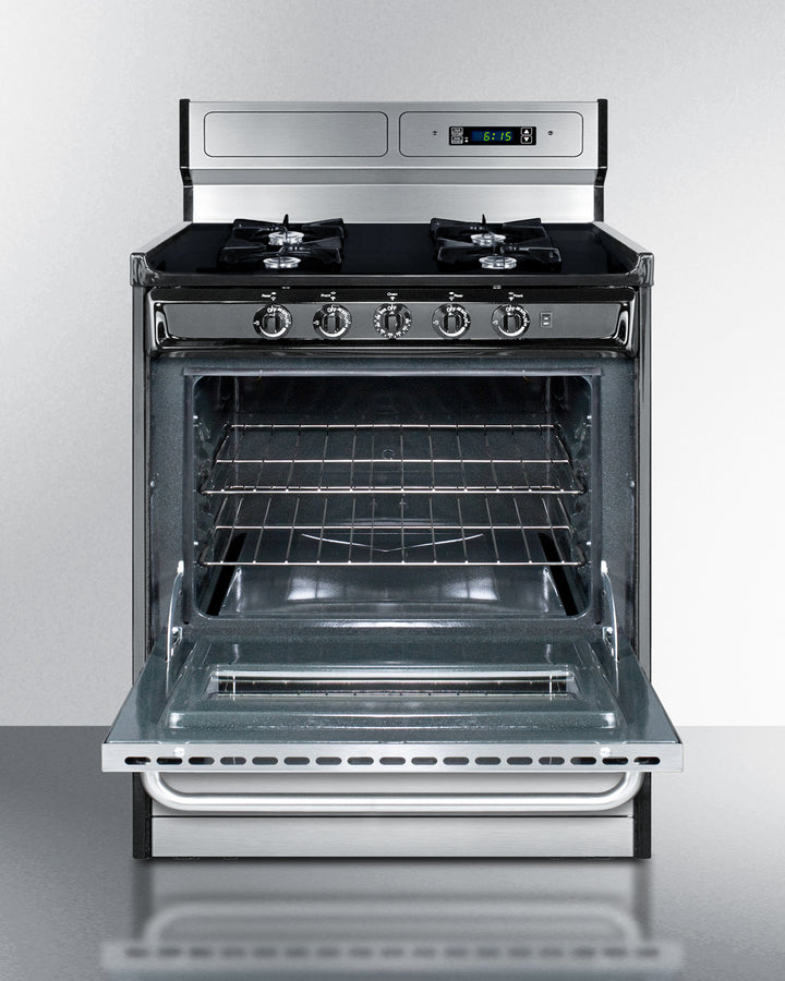 Summit 30" Wide Gas Range, Open Burners - TNM2307BKW