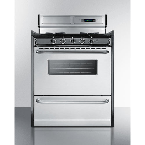 Summit 30" Wide Gas Range, Open Burners - TNM2307BKW