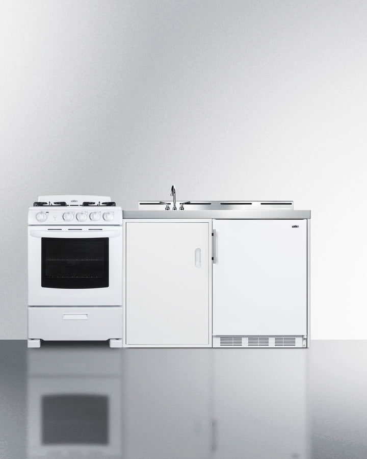 Summit 72" Wide All-in-One Kitchenette with Gas Range - ACK72GASW