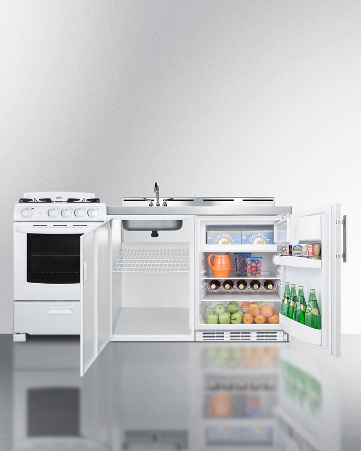 Summit 72" Wide All-in-One Kitchenette with Gas Range - ACK72GASW