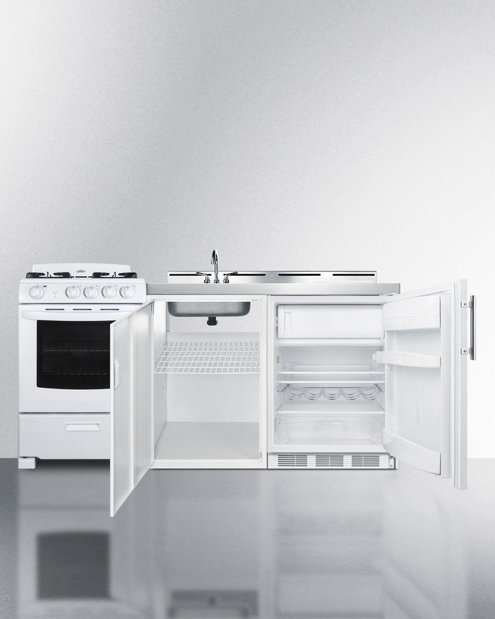 Summit 72" Wide All-in-One Kitchenette with Gas Range - ACK72GASW