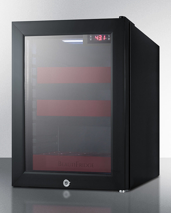 Summit BeautiFridge Cosmetics Cooler with Ruby Shelving and Glass Door - LX114LR