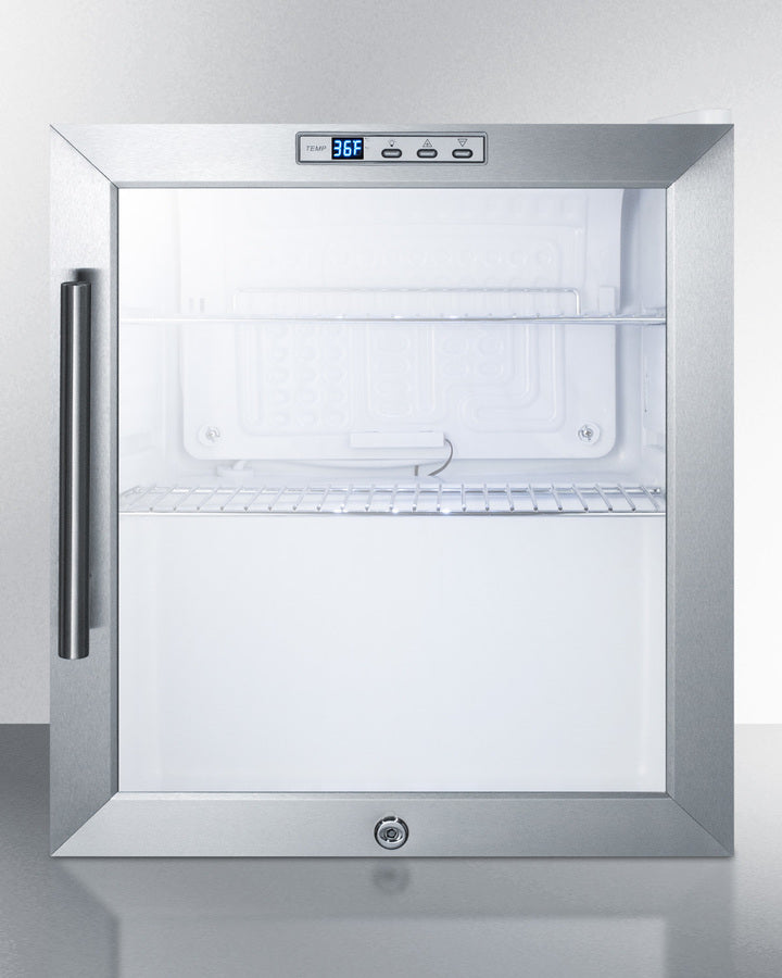 Summit Compact Built-In Glass Door Beverage Center with White Cabinet Finish - SCR215LBI