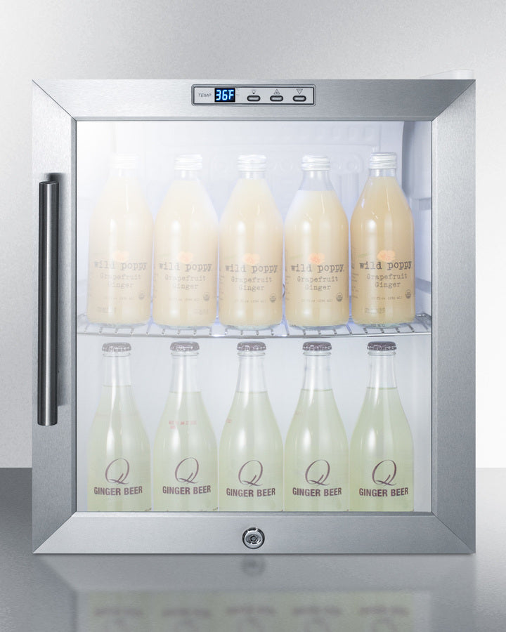 Summit Compact Built-In Glass Door Beverage Center with White Cabinet Finish - SCR215LBI
