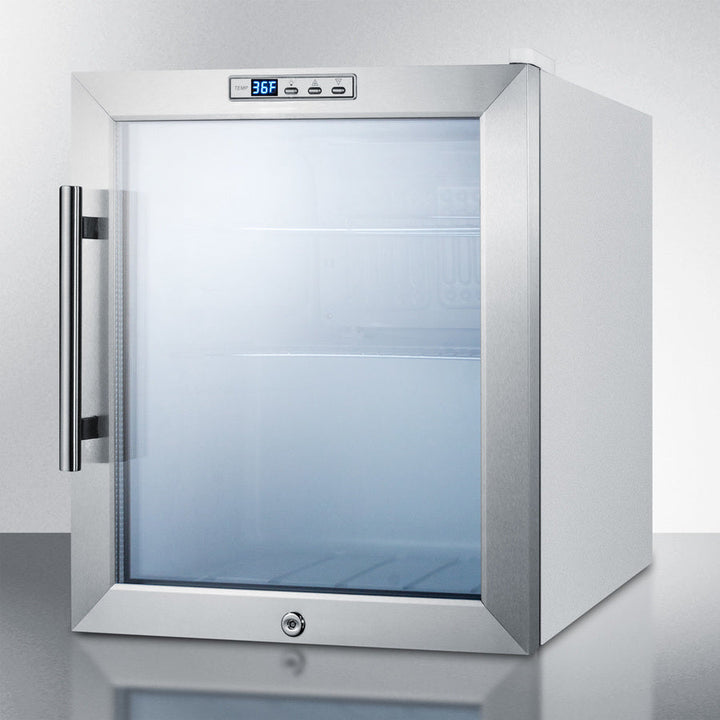 Summit Compact Built-In Glass Door Beverage Center with White Cabinet Finish - SCR215LBI