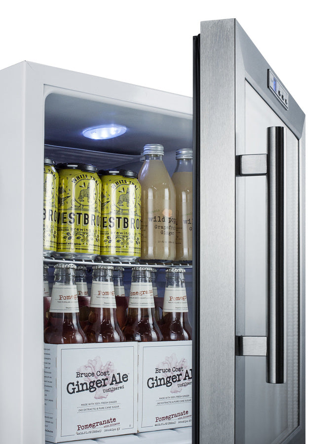 Summit Compact Built-In Glass Door Beverage Center with White Cabinet Finish - SCR215LBI