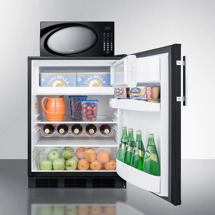 Summit Compact Refrigerator-Freezer-Microwave Unit With Dual Evaporator Cooling and Black Exterior Finish - MRF663B