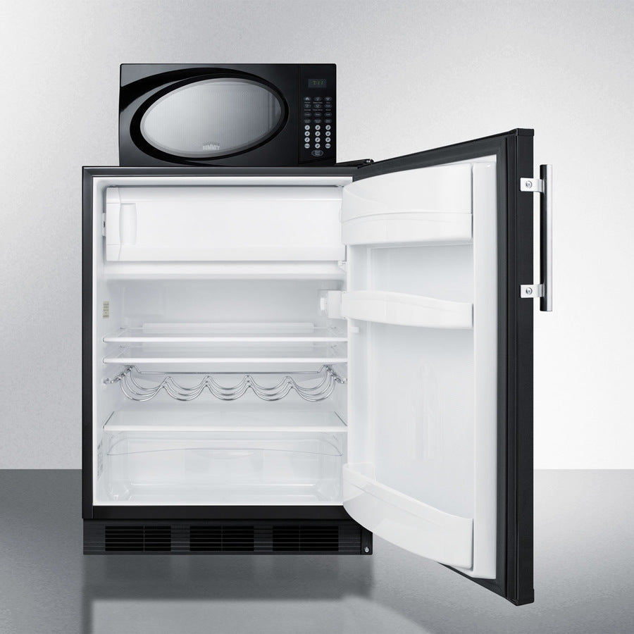 Summit Compact Refrigerator-Freezer-Microwave Unit With Dual Evaporator Cooling and Black Exterior Finish - MRF663B