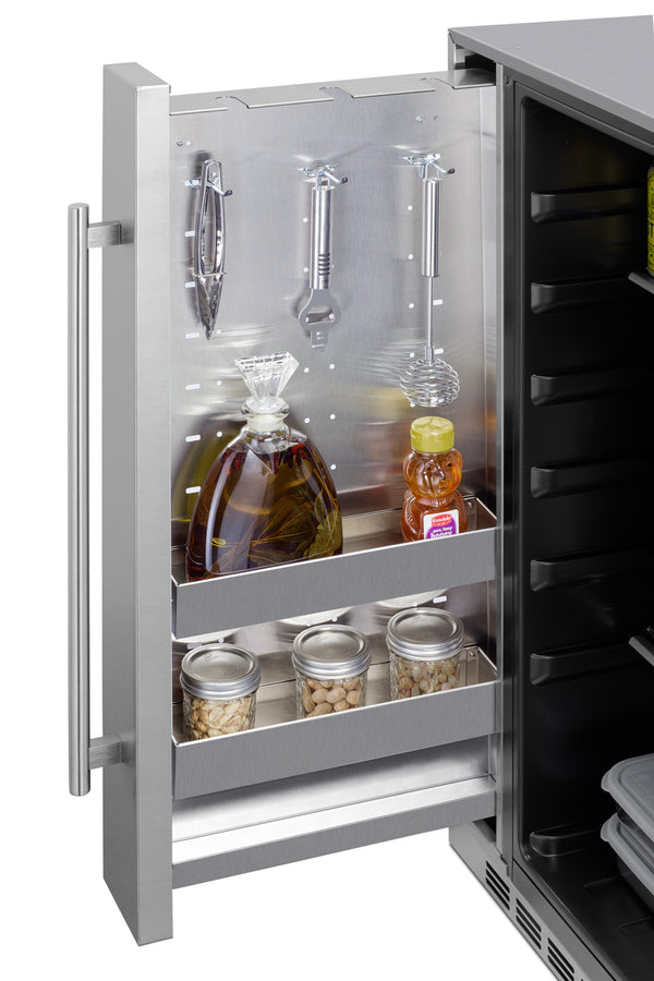 Summit Shallow Depth 24" Wide Outdoor Built-In All-Refrigerator with Slide-Out Storage Compartment - SPR196OS24