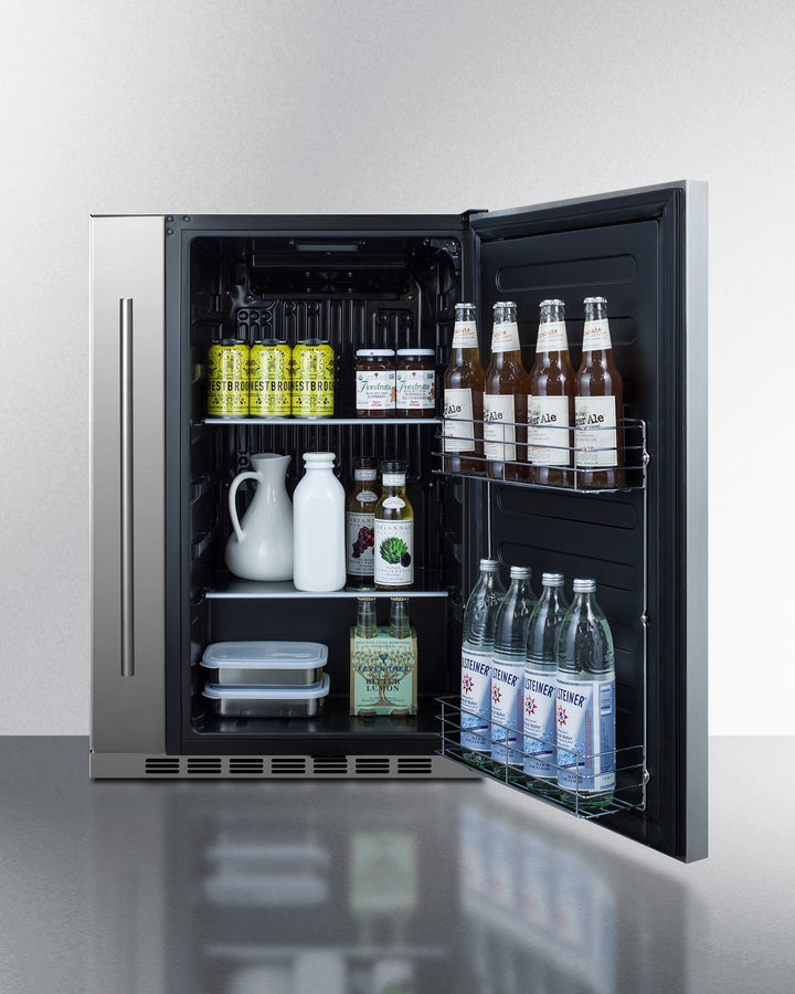 Summit Shallow Depth 24" Wide Outdoor Built-In All-Refrigerator with Slide-Out Storage Compartment - SPR196OS24