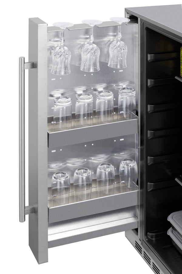 Summit Shallow Depth 24" Wide Outdoor Built-In All-Refrigerator with Slide-Out Storage Compartment - SPR196OS24