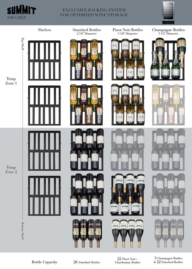 Summity 18" Wide Built-In Wine Cellar, ADA Compliant - SWC182ZCSSADA