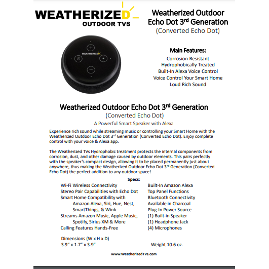 Weatherized Converted Outdoor Echo Dot