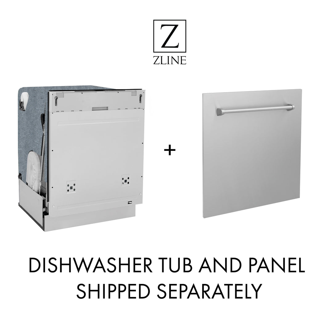 ZLINE Autograph Edition 24 in. 3rd Rack Top Touch Control Tall Tub Dishwasher in Stainless Steel with Champagne Bronze Accent Handle, 45dBa (DWMTZ-304-24)