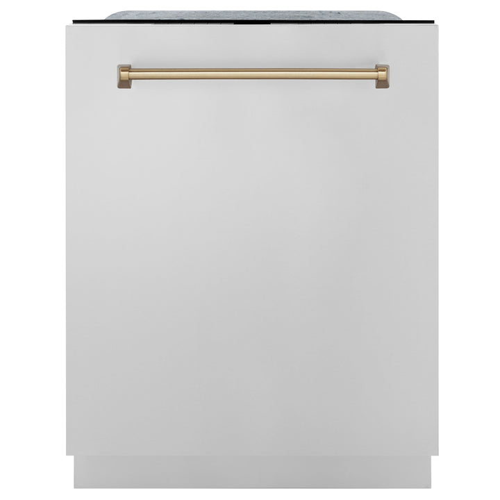 ZLINE Autograph Edition 24 in. 3rd Rack Top Touch Control Tall Tub Dishwasher in Stainless Steel with Accent Handle, 45dBa (DWMTZ-304-24)