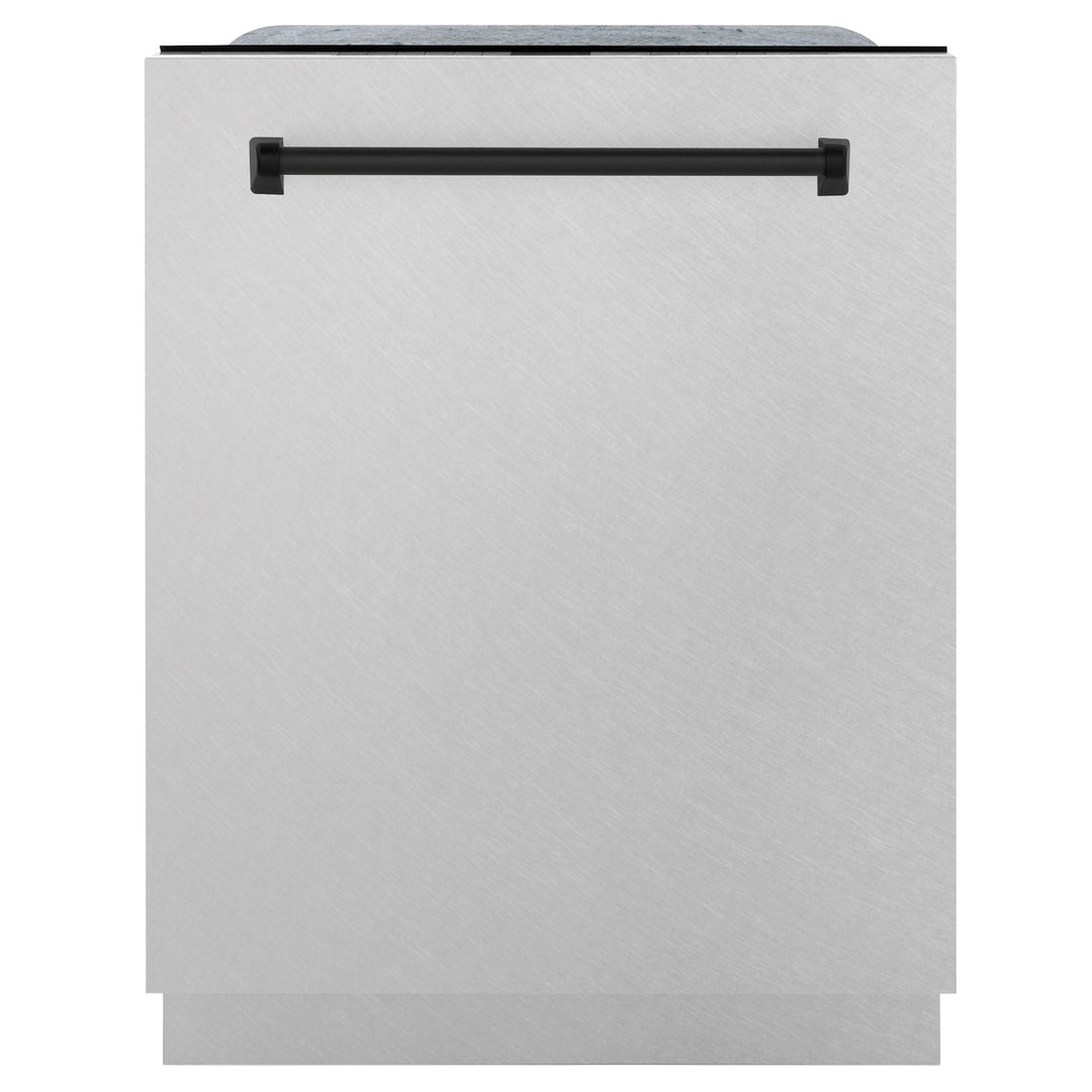 ZLINE Autograph Edition 24 in. 3rd Rack Top Control Tall Tub Dishwasher in Fingerprint Resistant Stainless Steel with Matte Black Accent Handle, 45dBa (DWMTZ-SN-24)