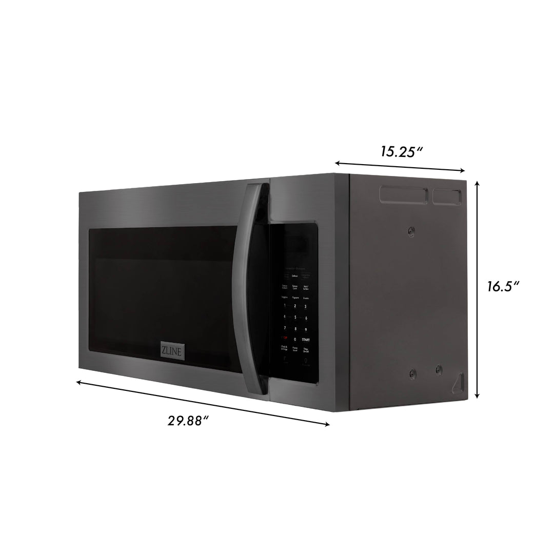 ZLINE Recirculating Over the Range Convection Microwave Oven with Charcoal Filters in Black Stainless Steel (MWO-OTRCF-30-BS)