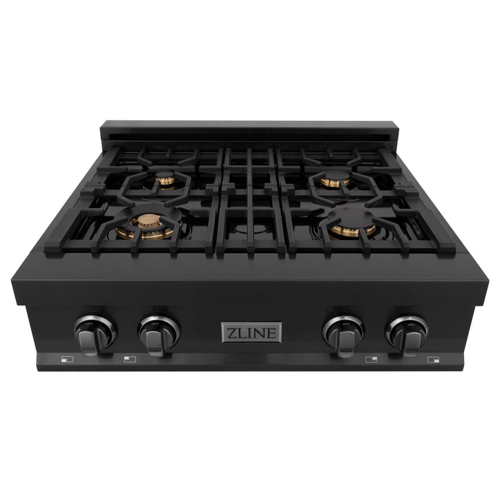 ZLINE 30" Porcelain Gas Stovetop in Black Stainless with Brass Burners (RTB-BR-30)