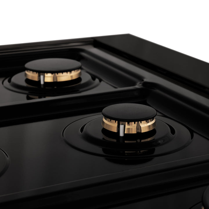 ZLINE 48 in. Porcelain Gas Stovetop in Black Stainless Steel with Brass Burners and Griddle (RTB-48)