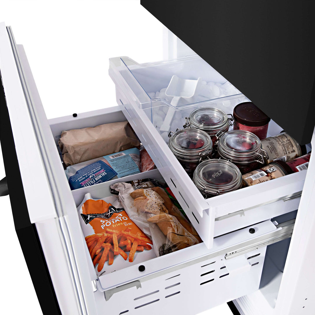 ZLINE 30 in. 16.1 cu. ft. Built-In 2-Door Bottom Freezer Refrigerator with Internal Water and Ice Dispenser in Black Stainless Steel (RBIV-BS-30)