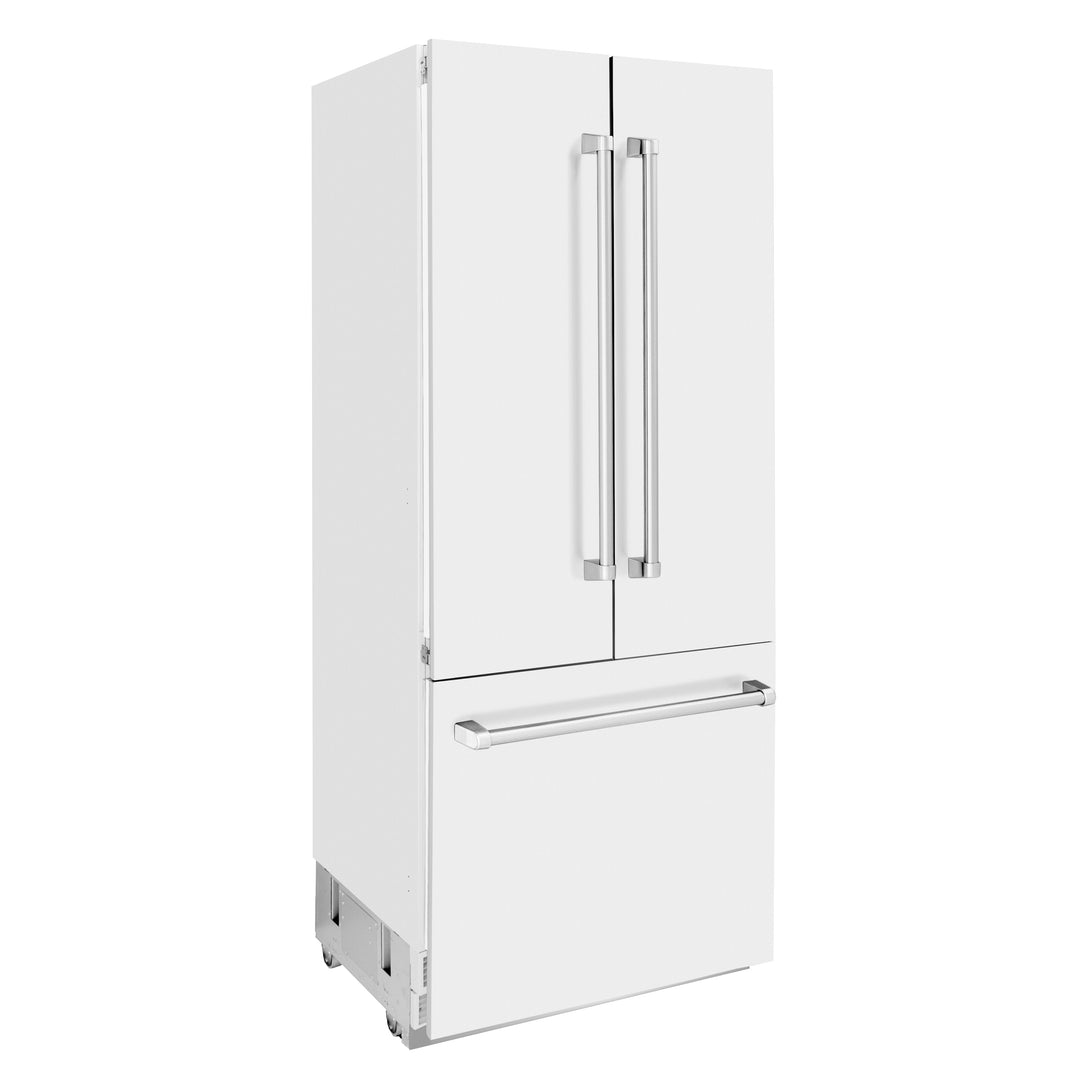 ZLINE 36 in. 19.6 cu. ft. Built-In 2-Door Bottom Freezer Refrigerator with Internal Water and Ice Dispenser in White Matte (RBIV-WM-36)