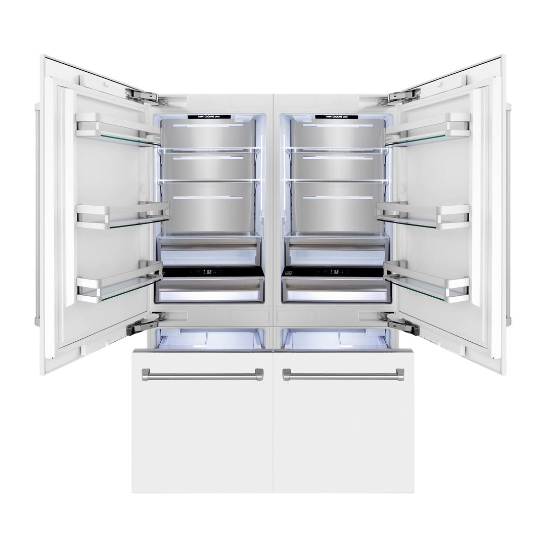 ZLINE 60 in. 32.2 cu. ft. Built-In 4-Door French Door Refrigerator with Internal Water and Ice Dispenser in White Matte (RBIV-WM-60)